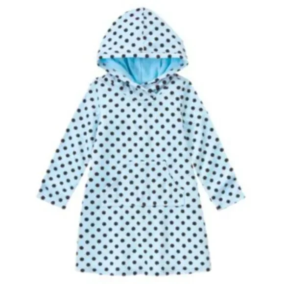 Gymboree kid girls blue brown polka dot velour hooded hoodie dress long sleeve 6 - Picture 1 of 2